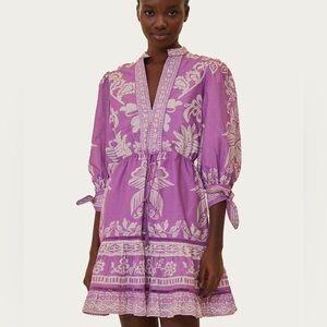 Lilac Sweet Garden Mini Dress - Farm Rio - Size Large